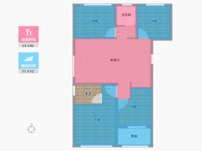 山东省-泰安市-安居幸福里-89.61-户型库-动静分区