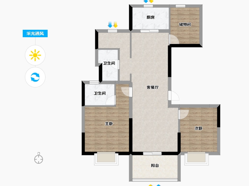 江苏省-苏州市-天房·美瑜兰庭-93.04-户型库-采光通风