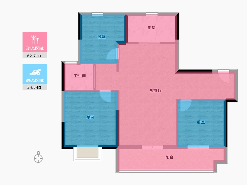 安徽省-蚌埠市-碧桂园·云樾风华-87.99-户型库-动静分区