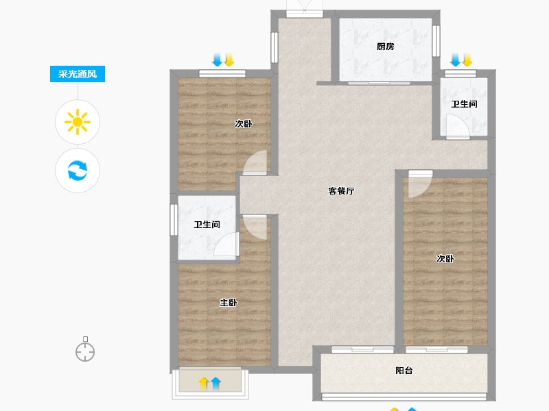 河北省-保定市-紫樾华庭-104.41-户型库-采光通风