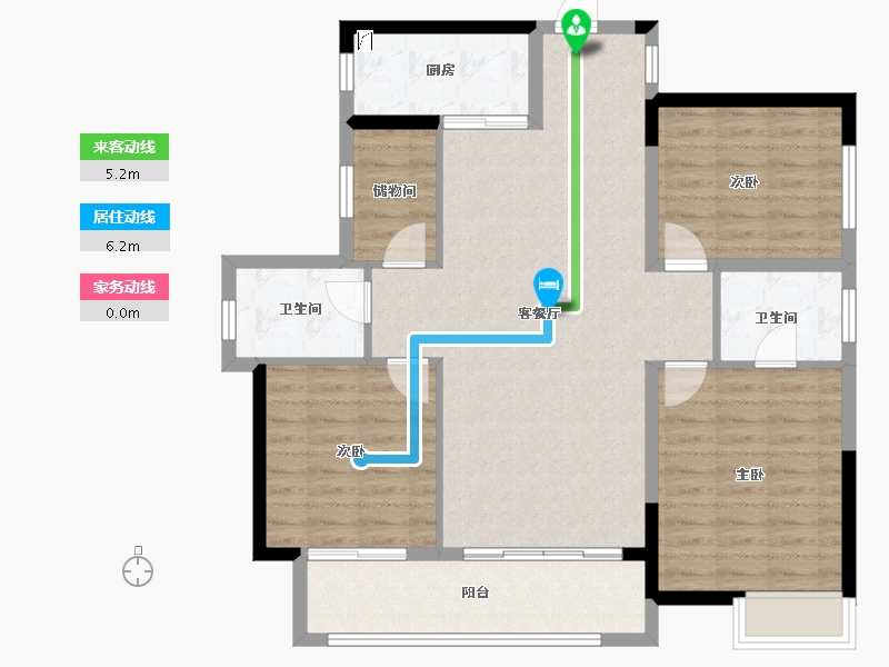 贵州省-六盘水市-港龙东湖桃源-101.00-户型库-动静线