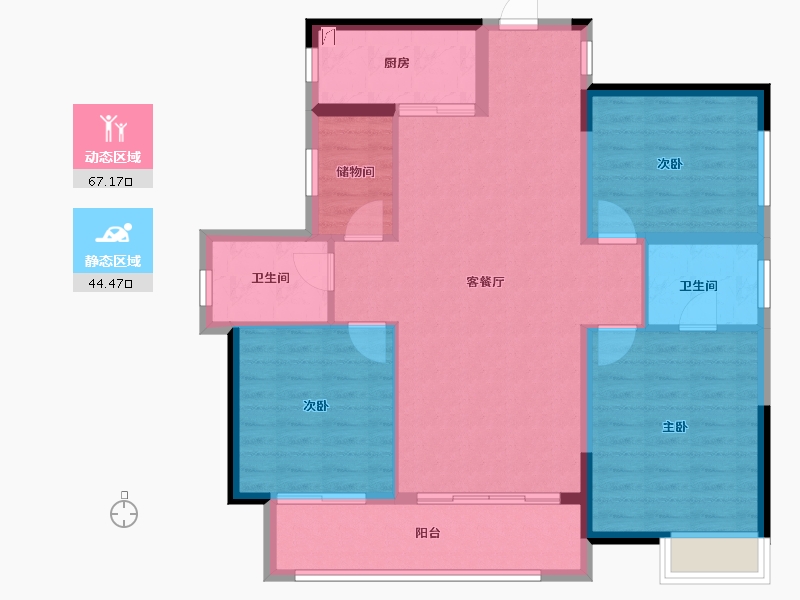 贵州省-六盘水市-港龙东湖桃源-101.00-户型库-动静分区