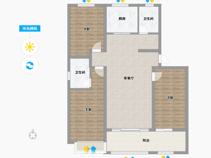 山东省-滨州市-翰庭学苑-108.32-户型库-采光通风