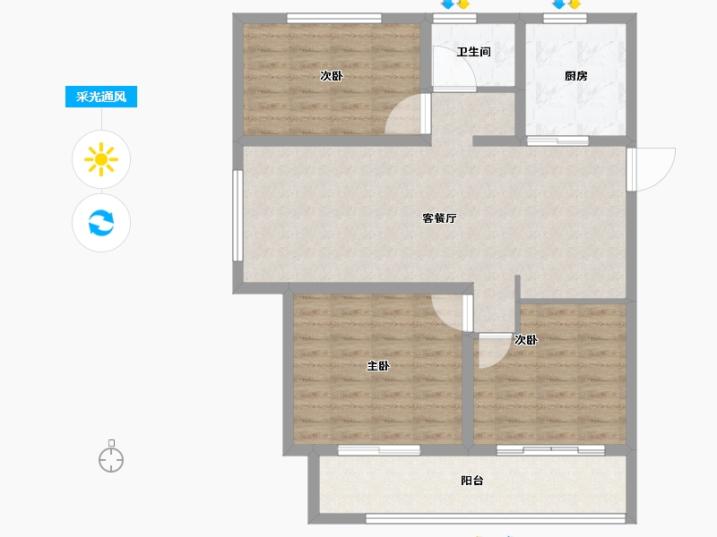 山东省-泰安市-安居幸福里-91.97-户型库-采光通风