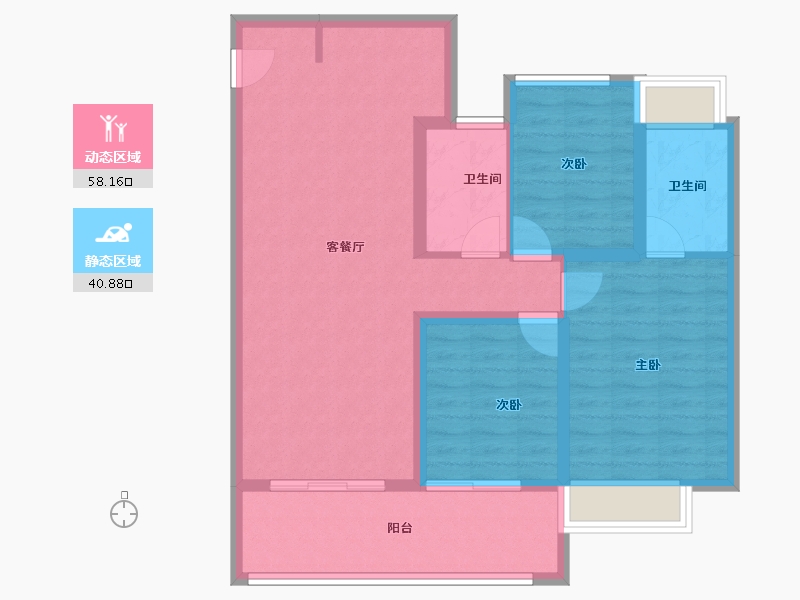 江苏省-无锡市-万科青藤公园-88.86-户型库-动静分区