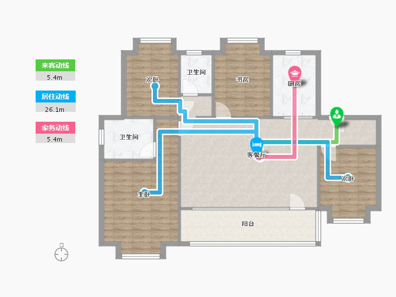 江苏省-泰州市-书香名邸-120.60-户型库-动静线