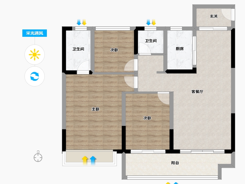 江西省-上饶市-公园屿湖-95.64-户型库-采光通风