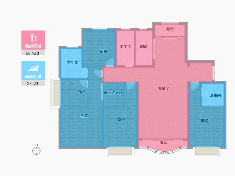 甘肃省-定西市-宏安壹品-160.71-户型库-动静分区