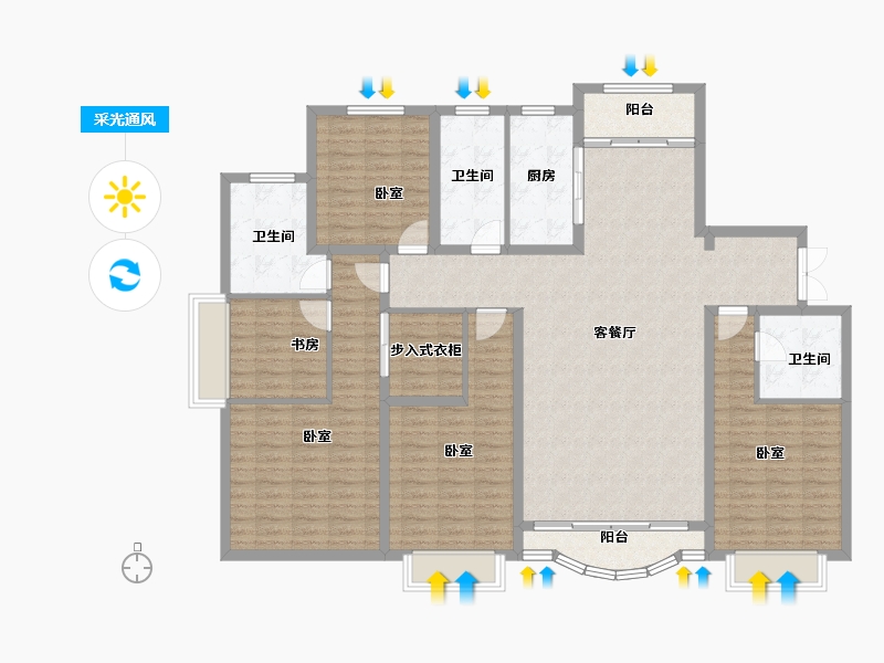 甘肃省-定西市-宏安壹品-160.71-户型库-采光通风