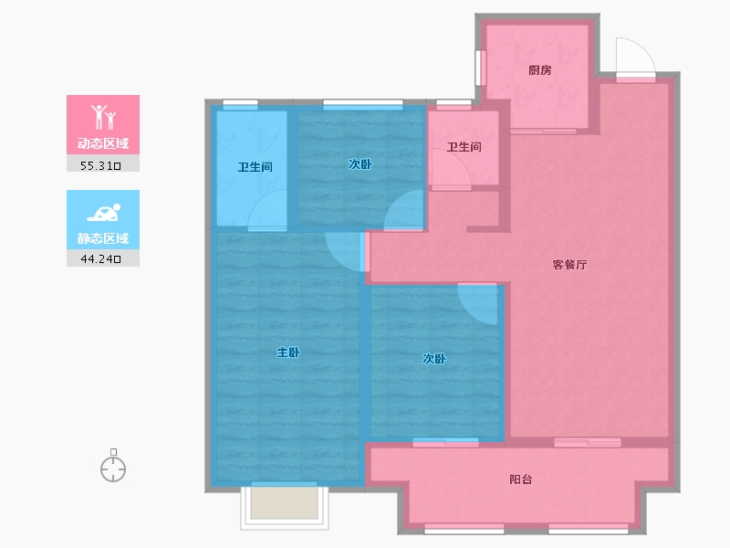 河南省-信阳市-正弘新城-88.98-户型库-动静分区