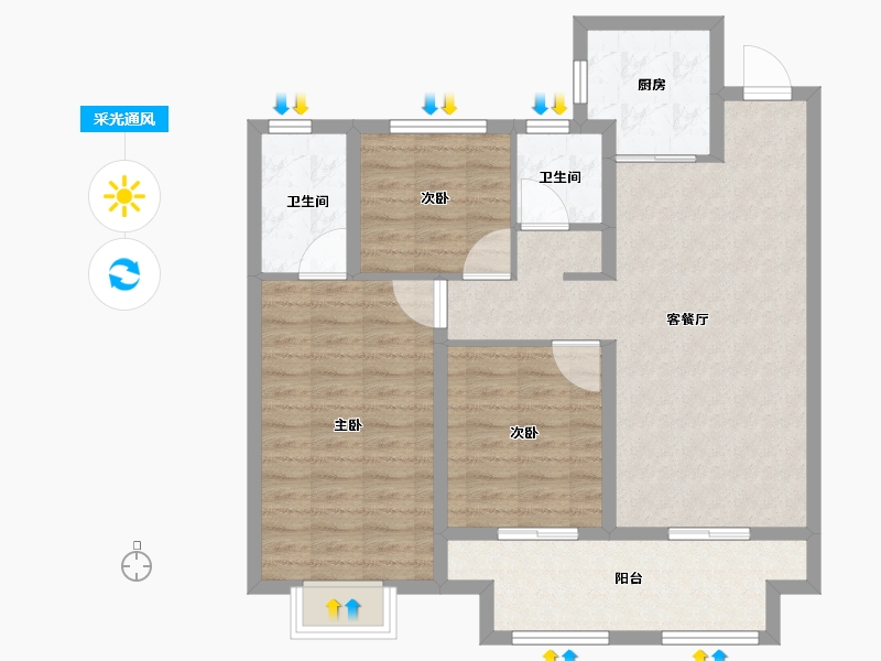 河南省-信阳市-正弘新城-88.98-户型库-采光通风