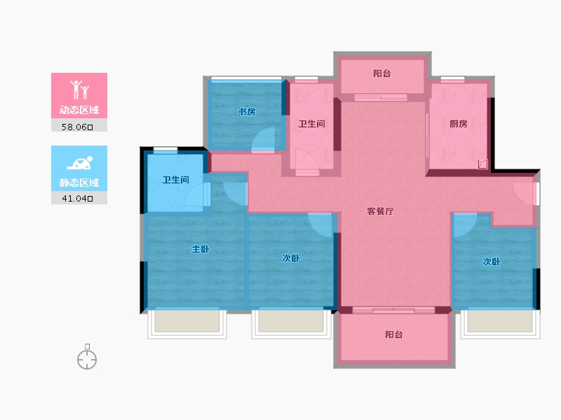 广东省-江门市-江门碧桂园凤凰城-87.74-户型库-动静分区