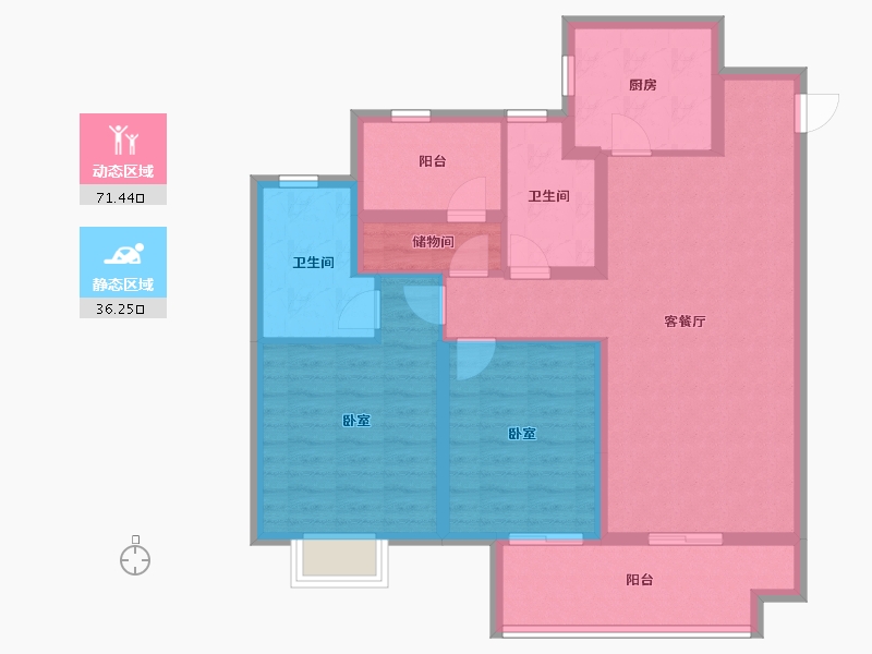 江苏省-苏州市-湖湾天地-96.00-户型库-动静分区