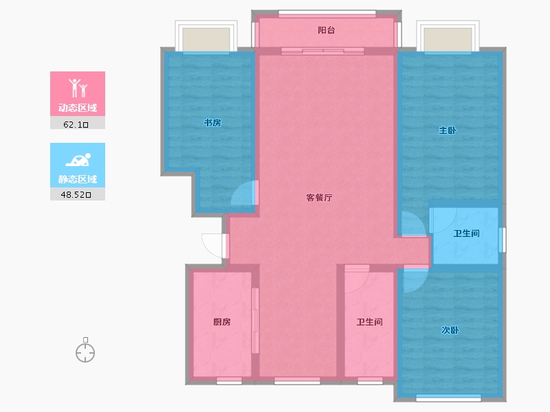 内蒙古自治区-鄂尔多斯市-锦丽苑小区(北区)-120.00-户型库-动静分区