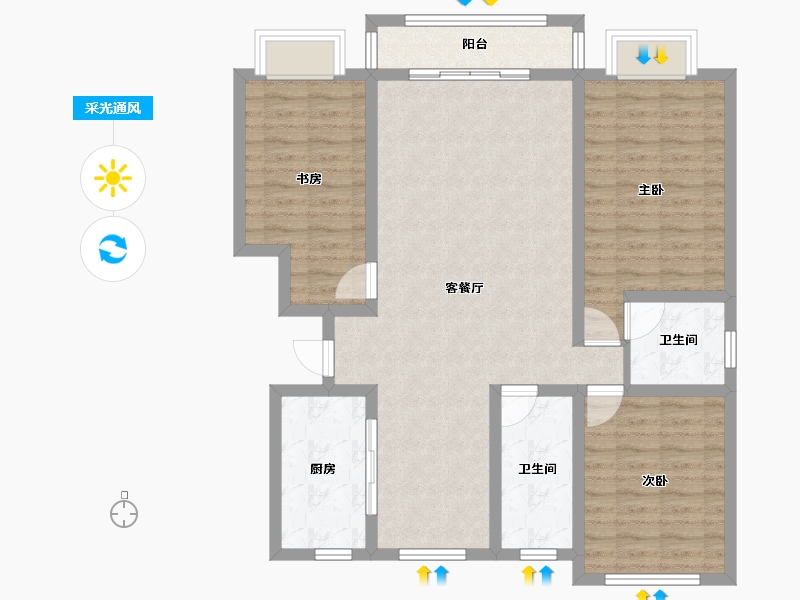 内蒙古自治区-鄂尔多斯市-锦丽苑小区(北区)-120.00-户型库-采光通风