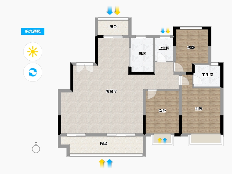 江苏省-盐城市-国投欧亚璟宸-115.05-户型库-采光通风