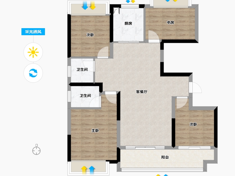 江西省-上饶市-汇佳·学府名城-89.46-户型库-采光通风