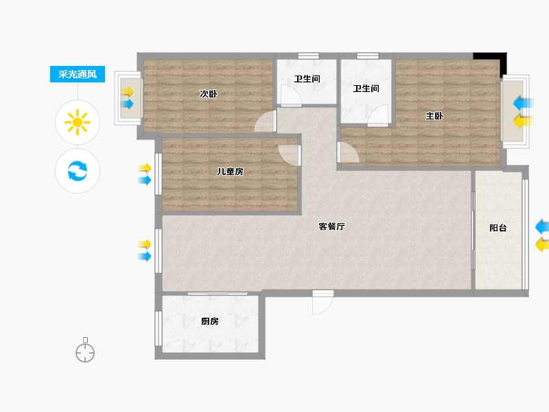 福建省-三明市-宁港御景华府-116.00-户型库-采光通风