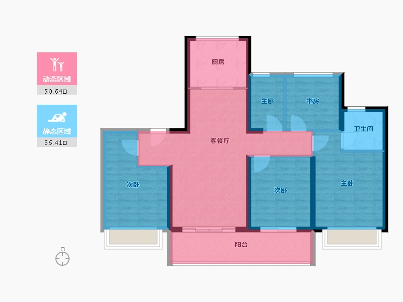 江苏省-盐城市-碧桂园紫云名邸-95.77-户型库-动静分区