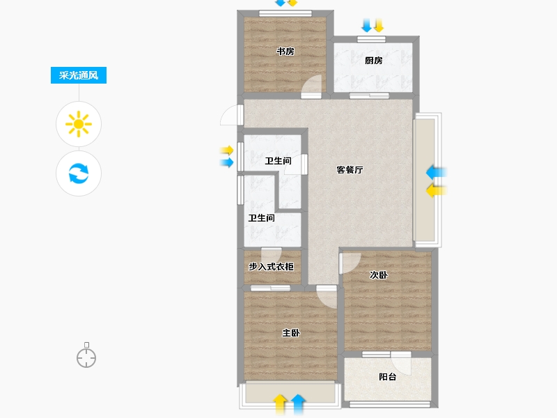 浙江省-杭州市-保利潮和阅江台轩-85.87-户型库-采光通风