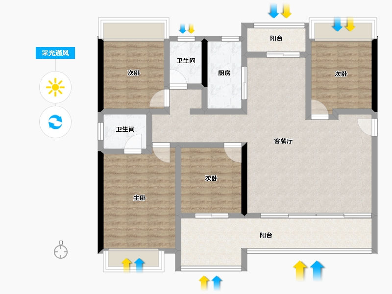 云南省-玉溪市-金科·集美玉溪-109.33-户型库-采光通风