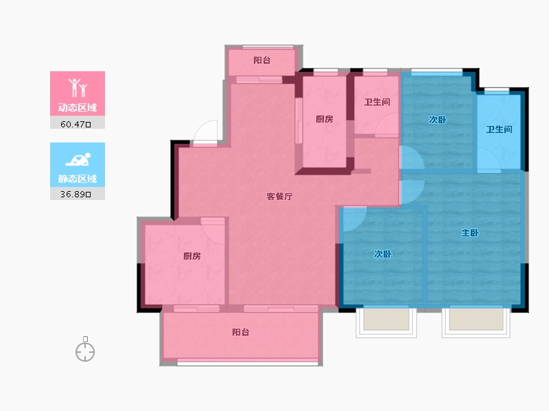 四川省-成都市-万达御湖龙湾-87.57-户型库-动静分区