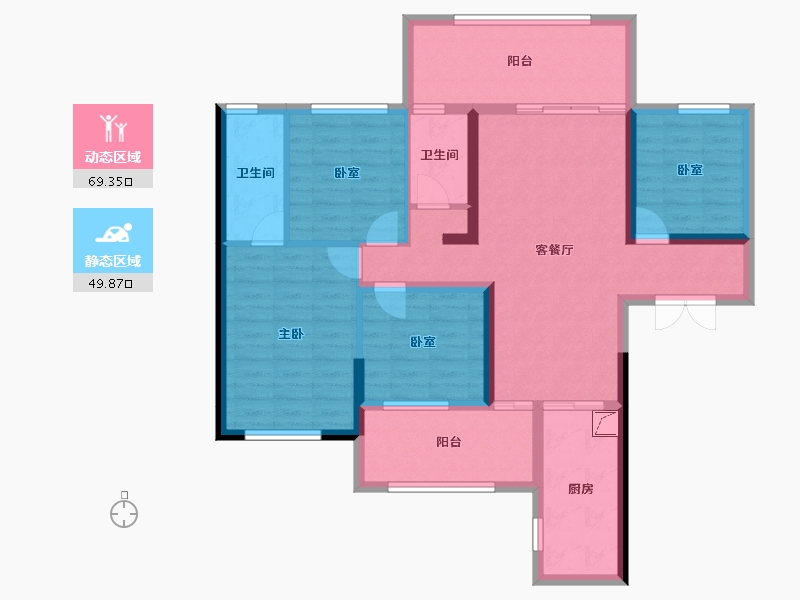 广西壮族自治区-玉林市-万昌现代东方-105.65-户型库-动静分区