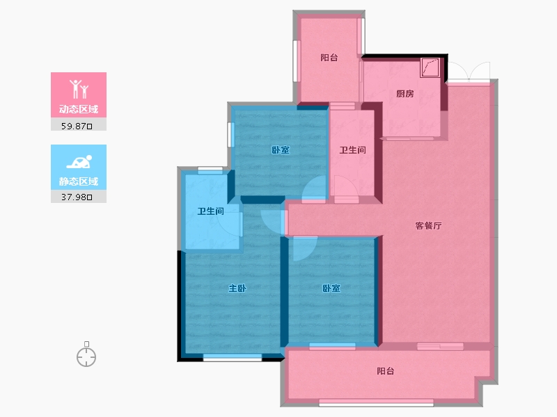 广西壮族自治区-玉林市-万昌现代东方-85.96-户型库-动静分区