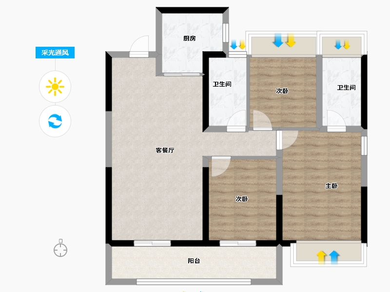 江苏省-南京市-颐和铂岸江璟-88.00-户型库-采光通风