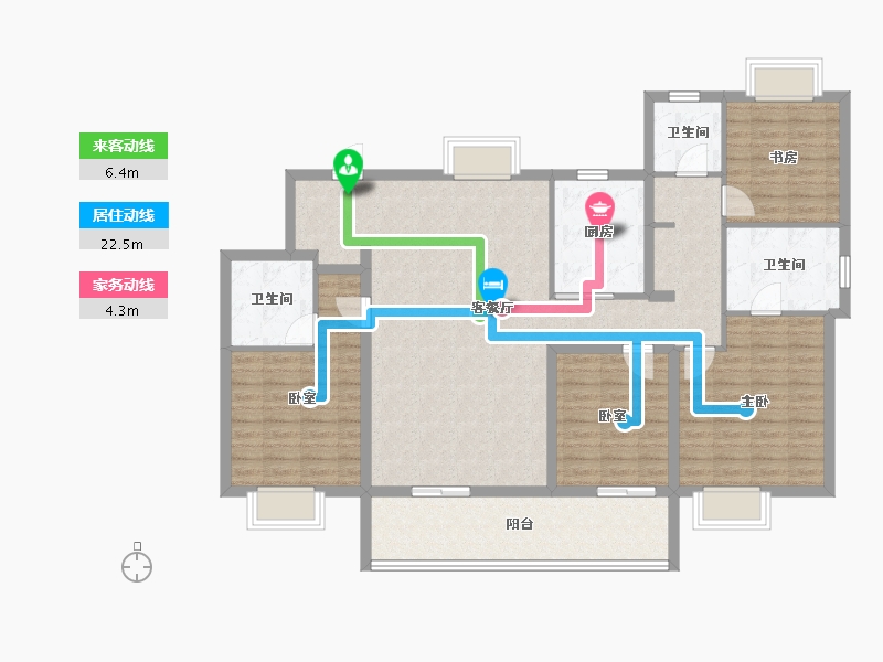 江苏省-苏州市-琴湖会客厅·琴萃雅院-132.80-户型库-动静线