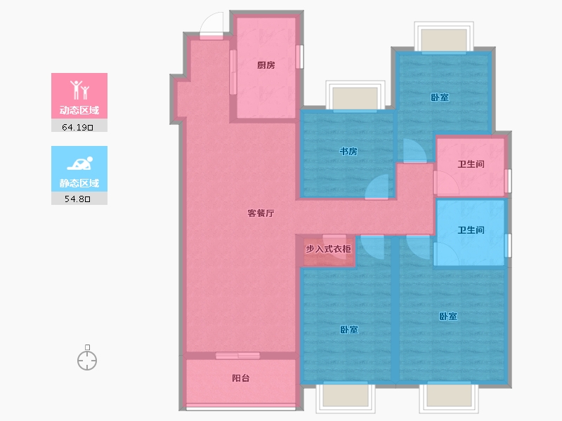 江苏省-苏州市-悦湖东方-106.40-户型库-动静分区