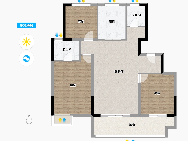 江苏省-盐城市-国投欧亚璟宸-97.60-户型库-采光通风