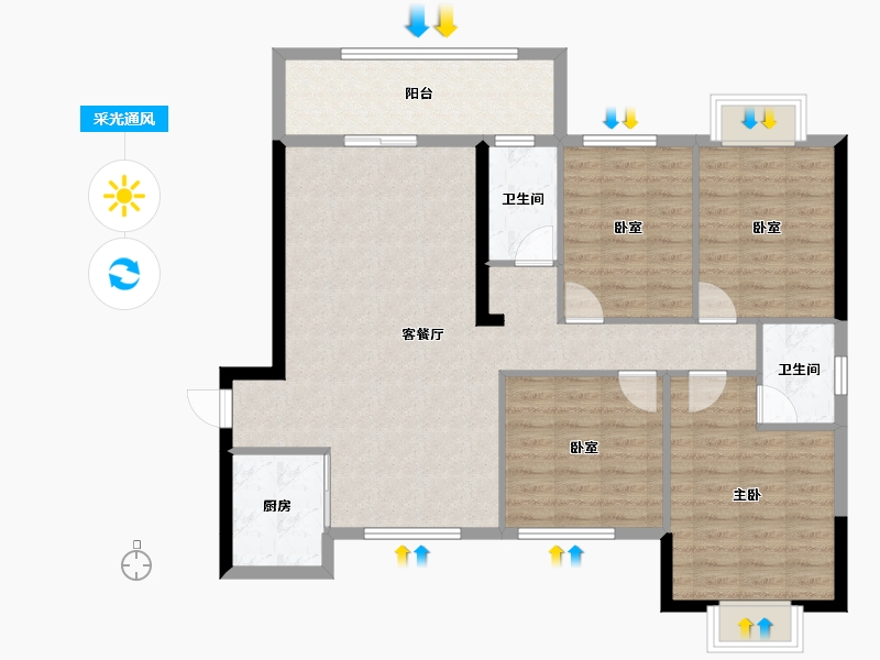 广西壮族自治区-玉林市-天润盛府-104.25-户型库-采光通风