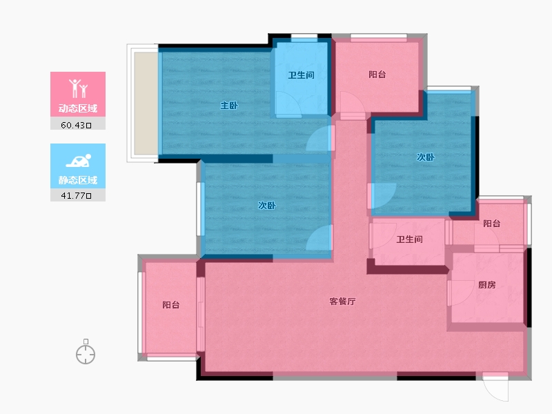 重庆-重庆市-京汉凤凰城-89.47-户型库-动静分区