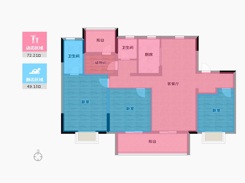 江苏省-苏州市-星樾名筑-108.00-户型库-动静分区