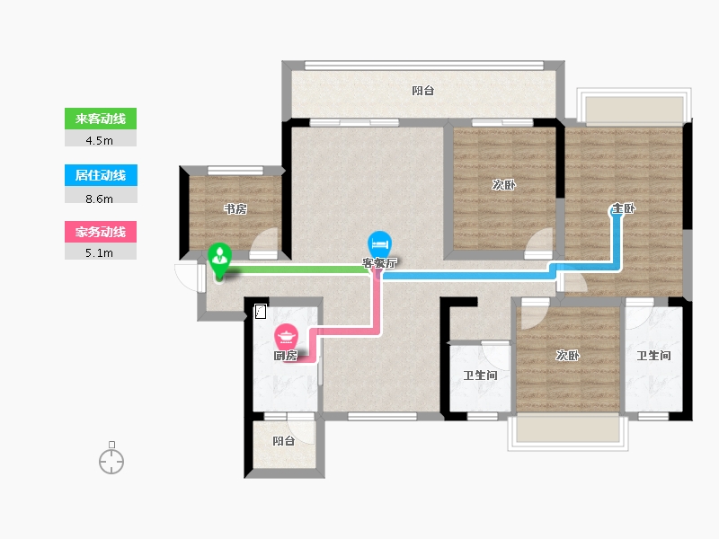 贵州省-六盘水市-港龙东湖桃源-107.91-户型库-动静线