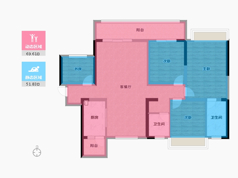 贵州省-六盘水市-港龙东湖桃源-107.91-户型库-动静分区