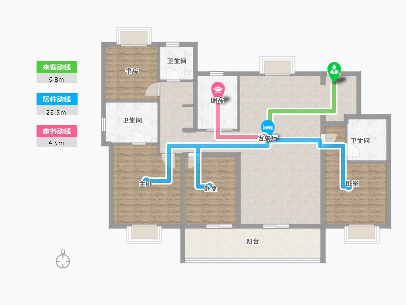 江苏省-苏州市-琴湖会客厅·琴萃雅院-141.60-户型库-动静线