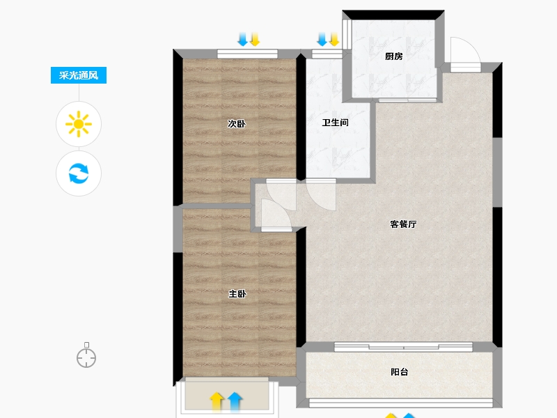 浙江省-温州市-檀境-72.00-户型库-采光通风