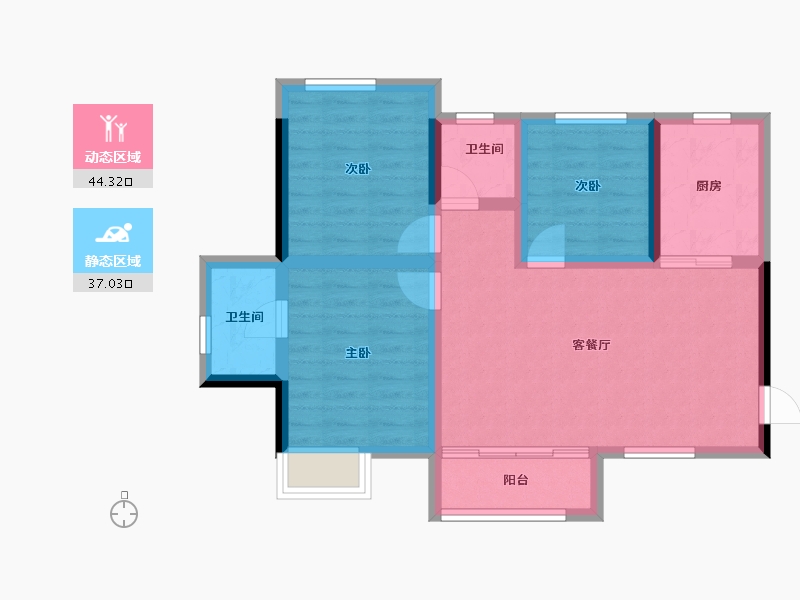 四川省-眉山市-汇宇庾上云庭-72.15-户型库-动静分区