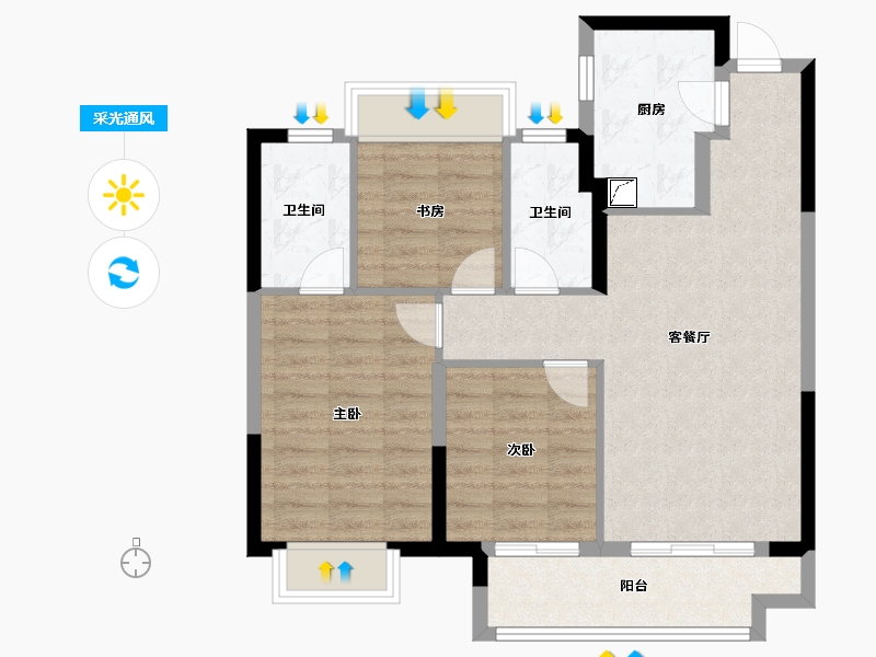 上海-上海市-玖里书香-78.00-户型库-采光通风