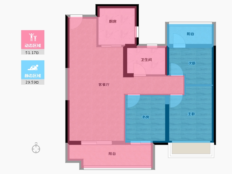 江苏省-盐城市-碧桂园紫云名邸-71.76-户型库-动静分区