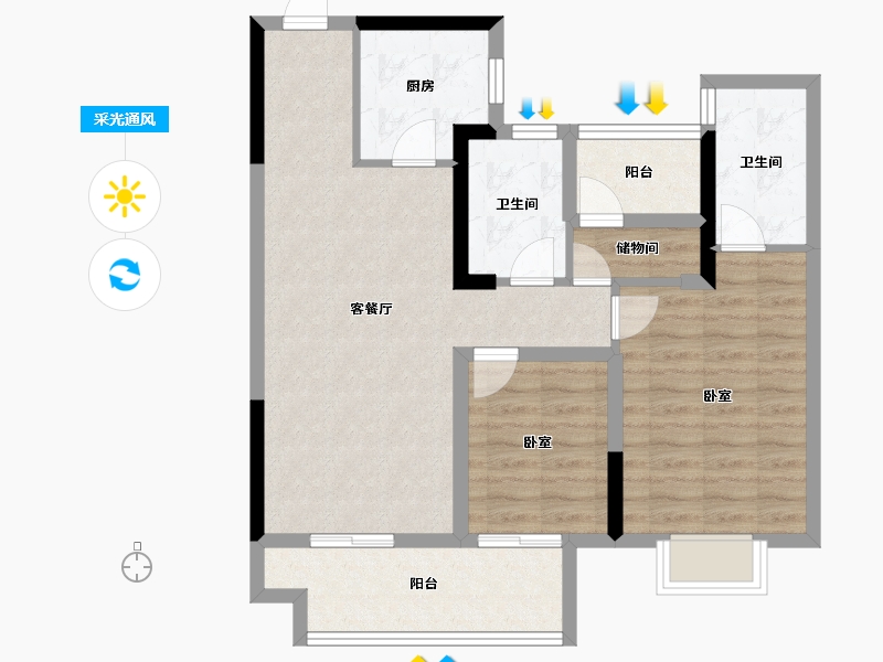 江苏省-苏州市-星樾名筑-79.20-户型库-采光通风