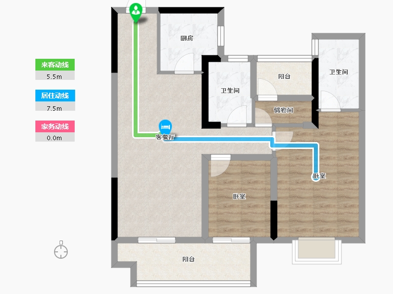 江苏省-苏州市-星樾名筑-79.20-户型库-动静线