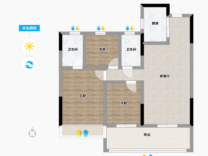 浙江省-杭州市-保利都和轩-81.15-户型库-采光通风