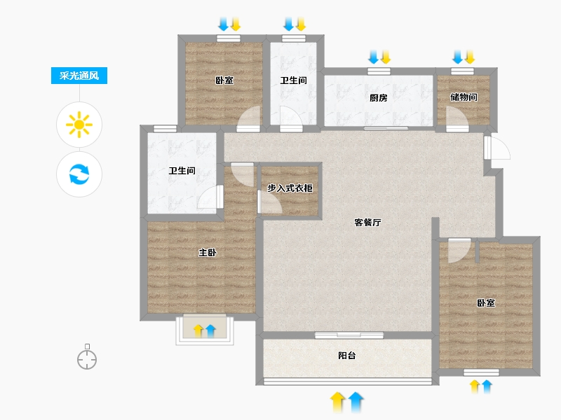 江苏省-苏州市-仁恒溪云雅园-112.00-户型库-采光通风