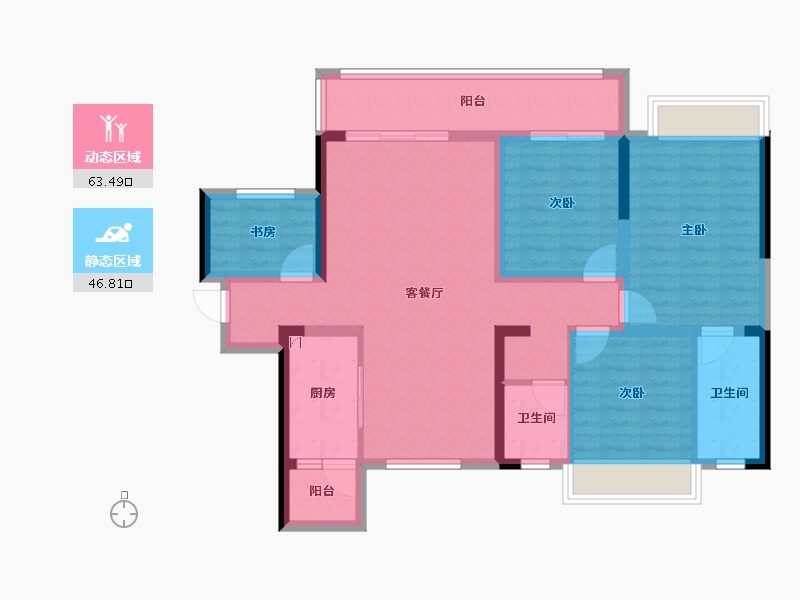 贵州省-六盘水市-港龙东湖桃源-97.67-户型库-动静分区