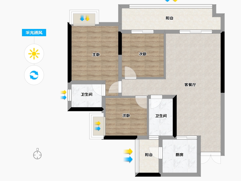 四川省-资阳市-公园华府-83.55-户型库-采光通风