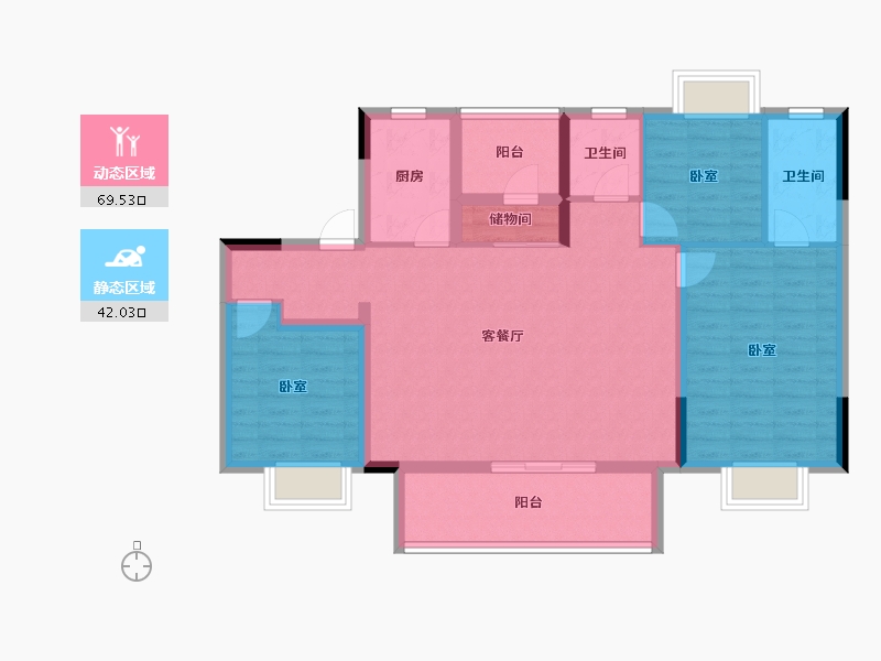 江苏省-苏州市-星樾名筑-100.00-户型库-动静分区