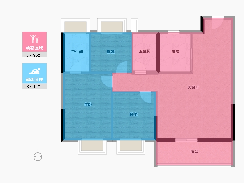 江苏省-苏州市-越秀·悦见云庭-86.40-户型库-动静分区